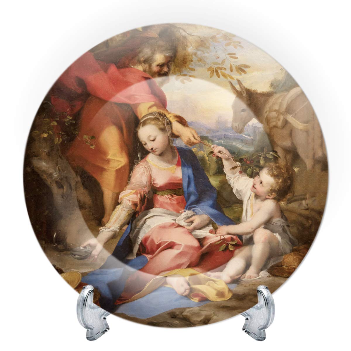 Ggsolution Rare Handcrafted 3D Ceramic Designer Decorative Plate with Stand Wall Decorative Hanging/Easter Ceramic Decor Printed Plate with Hook for Home; Living Room; Multicolour