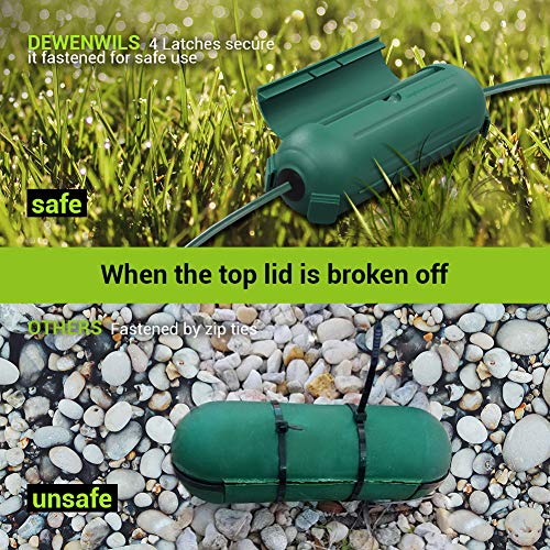 Dewenwils 4-Pack Extension Cord Safety Cover, Outdoor Outlet Protector With 4 Latches, Large Compartment For Awg12/14/16 Cords, Protect Holiday Lights And Plugs #TOP4