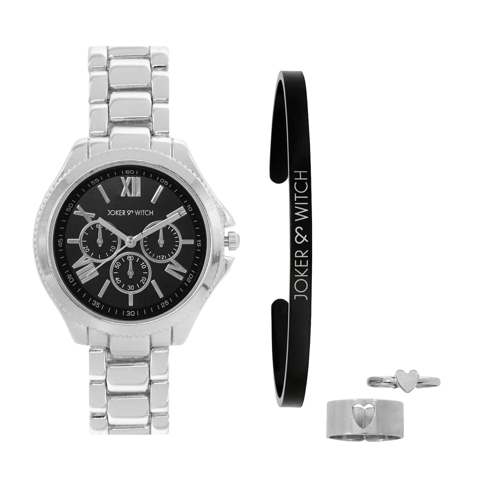 Joker & Witch Stainless Steel Women Joker And Witch Argus Love Triangle Analogue Watch, Black Dial, Silver Band (B0CD27CGRV) Amazon Price History, Amazon Price Tracker