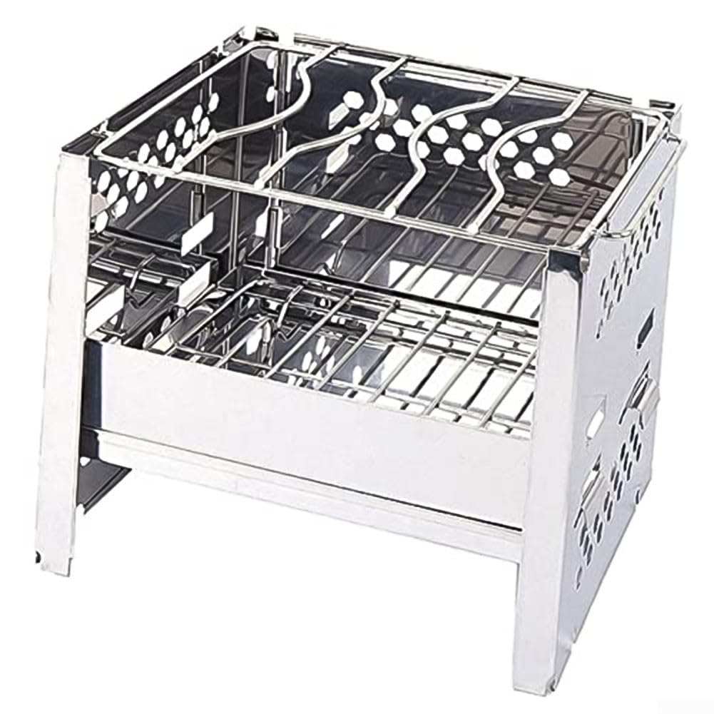 Barbecue portable pliable en acier inoxydable compact pour mini grill de camping de 29 cm