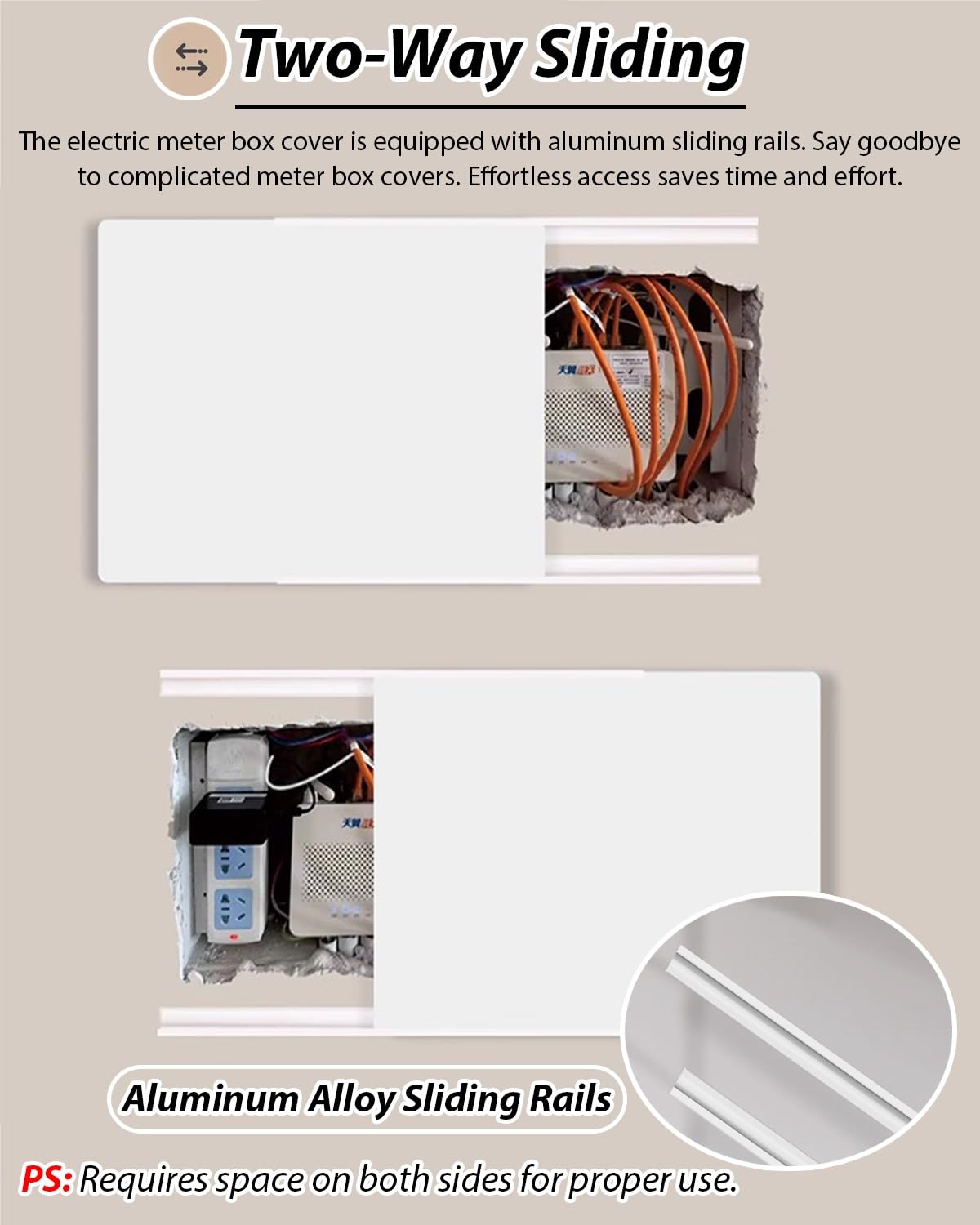 Vibeo Copri Quadro Elettrico Coperchio per Quadro Elettrico Extra Sottile Autoadesivo, Armadietto Scorrevole per Fusibili, Placca Decorativa per Scatola Interruttori(White,28x20in/70x50cm)