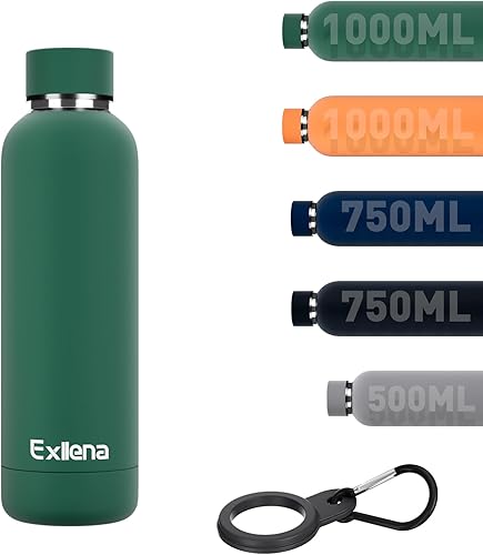 Miniatura 24 de Botellas de agua aisladas delgadas para viajes de 18 oz con clip, botella de agua de acero inoxidable de doble pared con aislamiento al vacío,