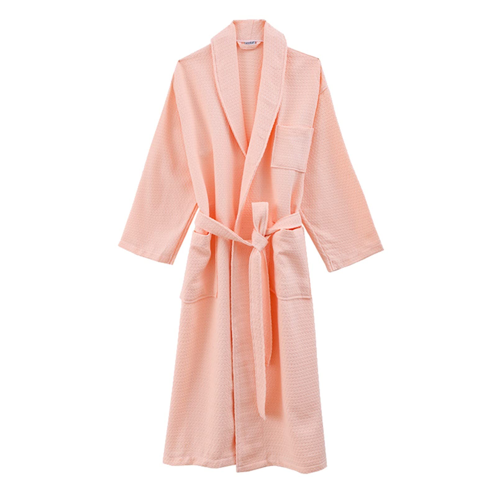 Vestaglia da donna con cintura, leggera, in cotone, taglie M-XL | Accappatoio da donna, vestibilità larga, collo a risvolto, pigiama con scollo a V, pigiama con tasche, tinta unita