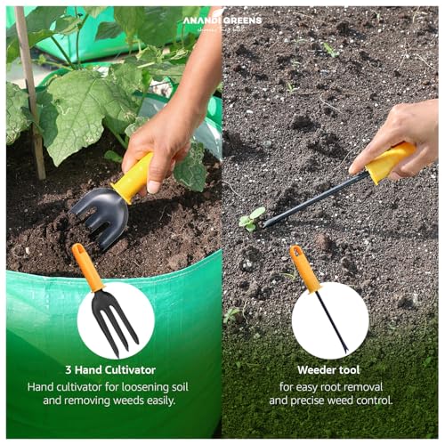 Image of Anandi Green's Metal Agriculture Garden Spectacular Heavy Duty Plastic Handle Gardening Tools Set for Gardening (Multicolor Tool PO5)