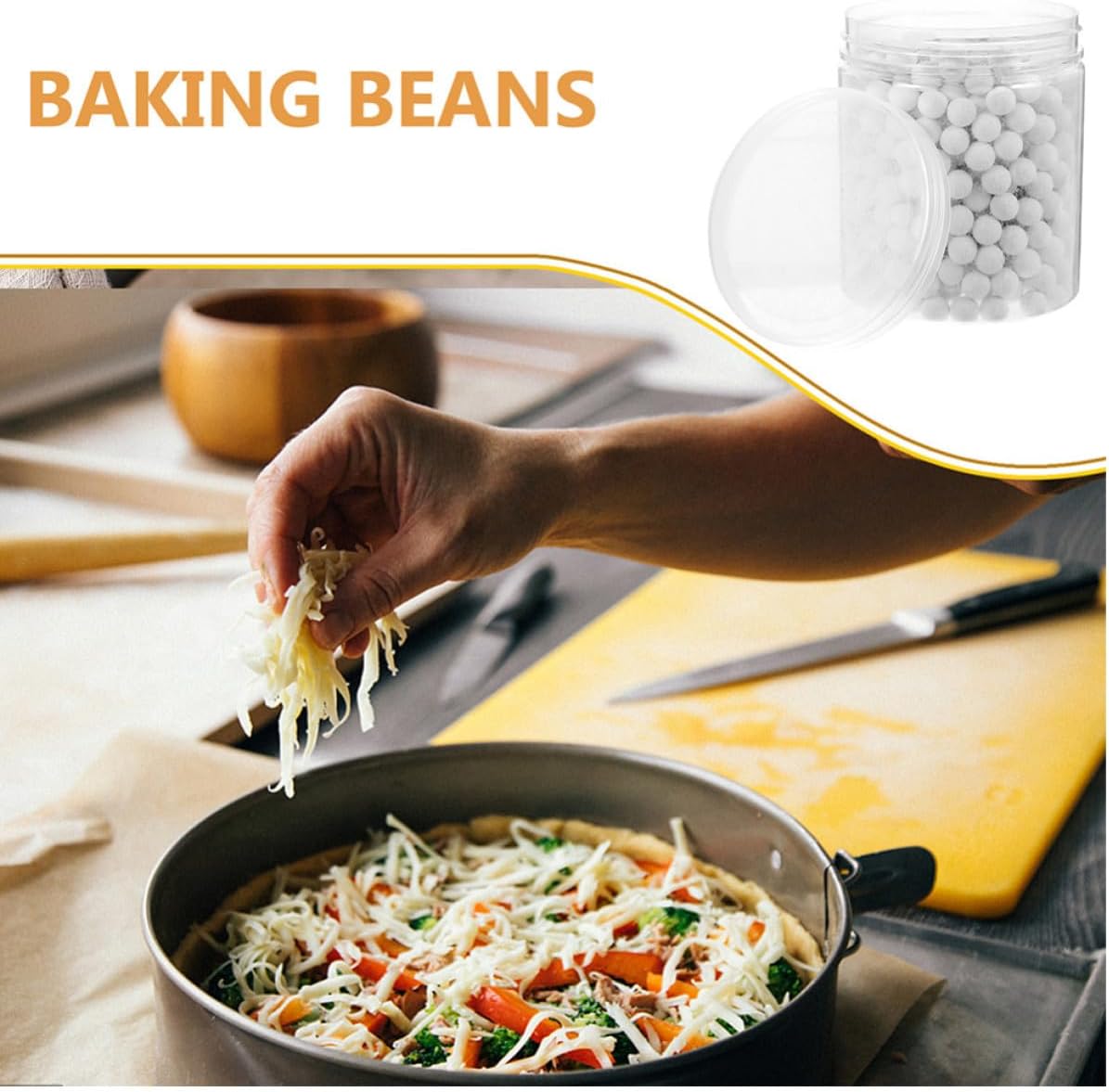 Reusable Ceramic Baking Beans 1 Bottle round White for Pie Crusts