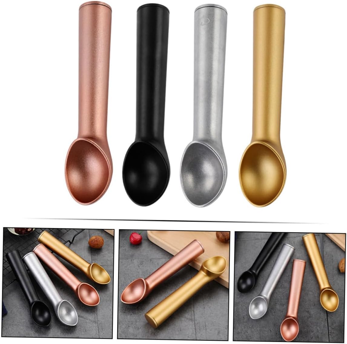 COLLBATH Professional Ice Cream Scoop Aluminum Alloy Easy Scoop Melon Scooper Serving Spoon for Ice Cream Fruit and Desserts