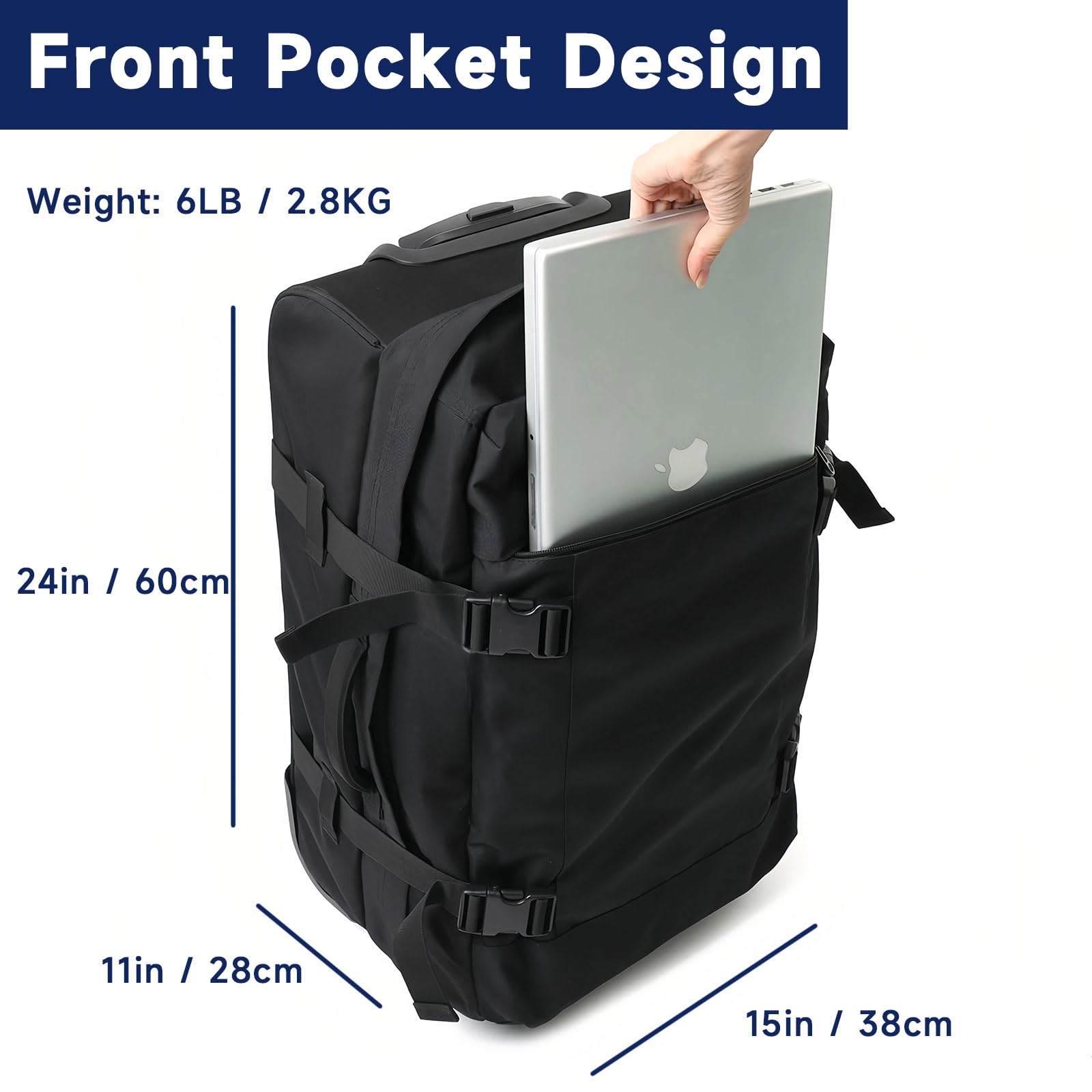 Arxus Reisetasche mit Rollen 24 Zoll Trolley Handgepäck Tasche Herren Damen | Rollreisetasche mit Laptopfach Teleskopgriff 2 Rollen Luggage für Overnight Weekender Reise