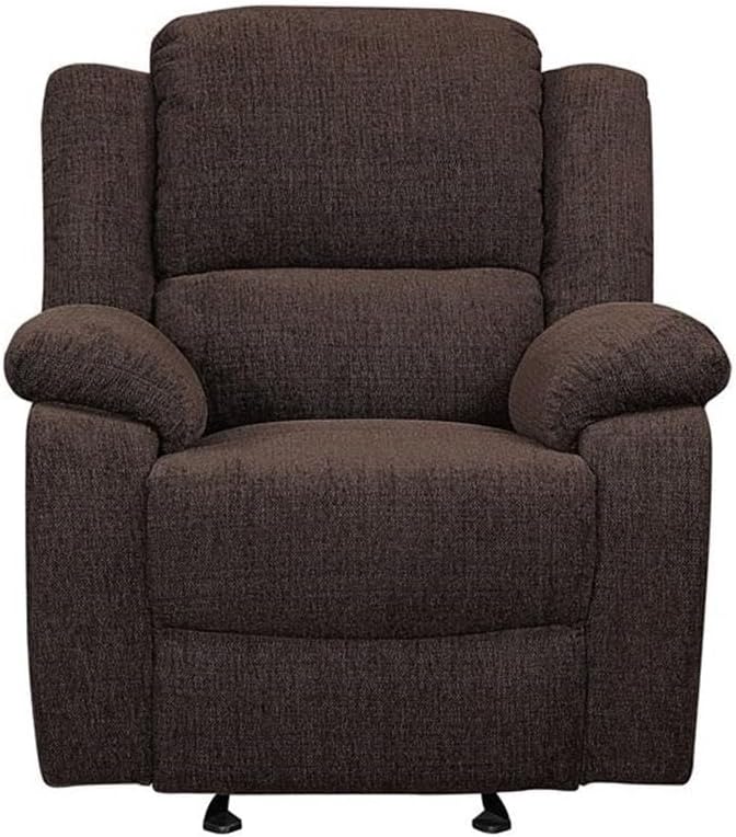 BOWERY HILL Contemporary Glide Recliner, 36" L x 40" D x 39" H, Upholstered Brown Chenille, Motion Reclining Mechanism, Pillow-Top Armrests, Durable Comfort for Living Room Relaxation