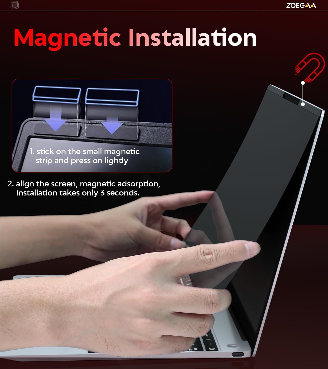 ZOEGAA Folie Magnética de Privacidad para Laptop 15,6 pulgadas 16:9, Folie Desmontable Anti-Luz Azul, Protector de Privacidad para Lenovo, HP, Dell, Acer, Asus Envy y Asus