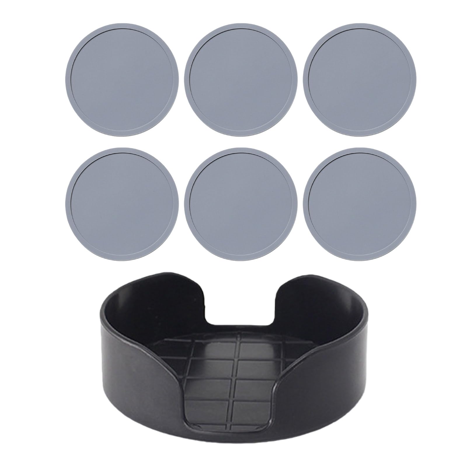 Nucelit 6Pcs Nonslip Silicone Round Drink Coasters with Holder Prevents Cup Slipping Ensures Safe on Tables Reduces Accidents Cup Coasters