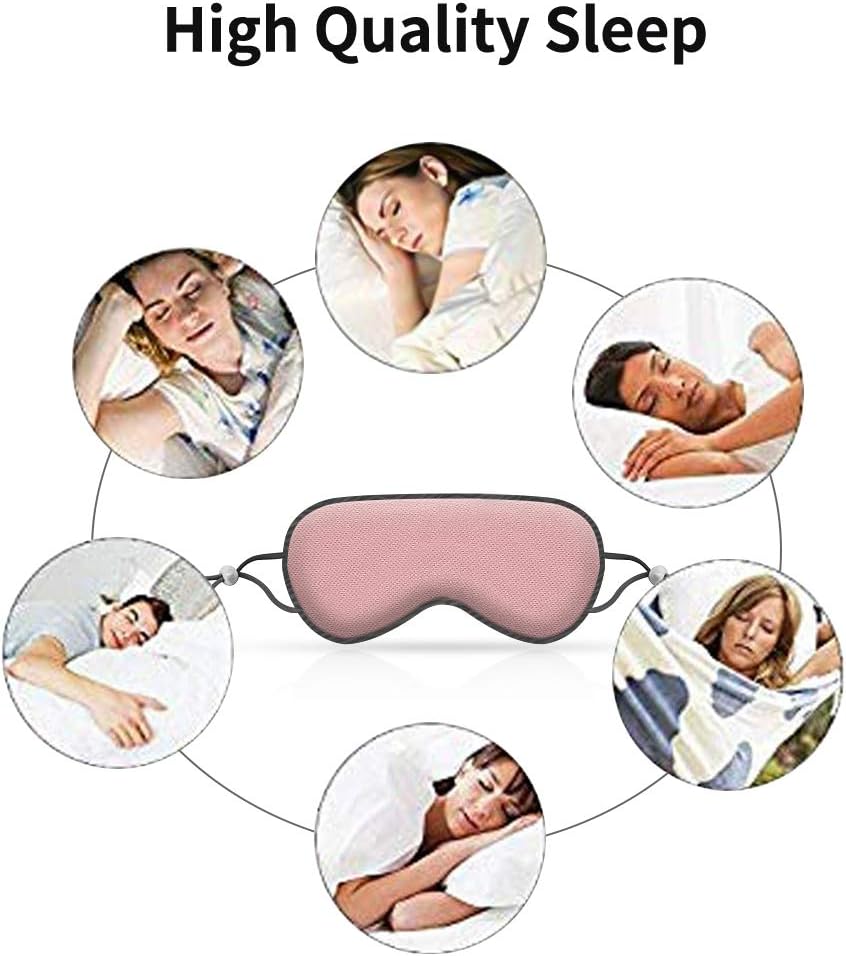 Huinsh Double-Sided Sleep Eye Mask for Men Women Adjustable Blindfold Super-Smooth Eye Mask Warm Feeling + Cool Feeling 100% Blackout Eye Mask Comfortable & Soft Night Blindfold Light Blue + Pink : Beauty & Personal Care
