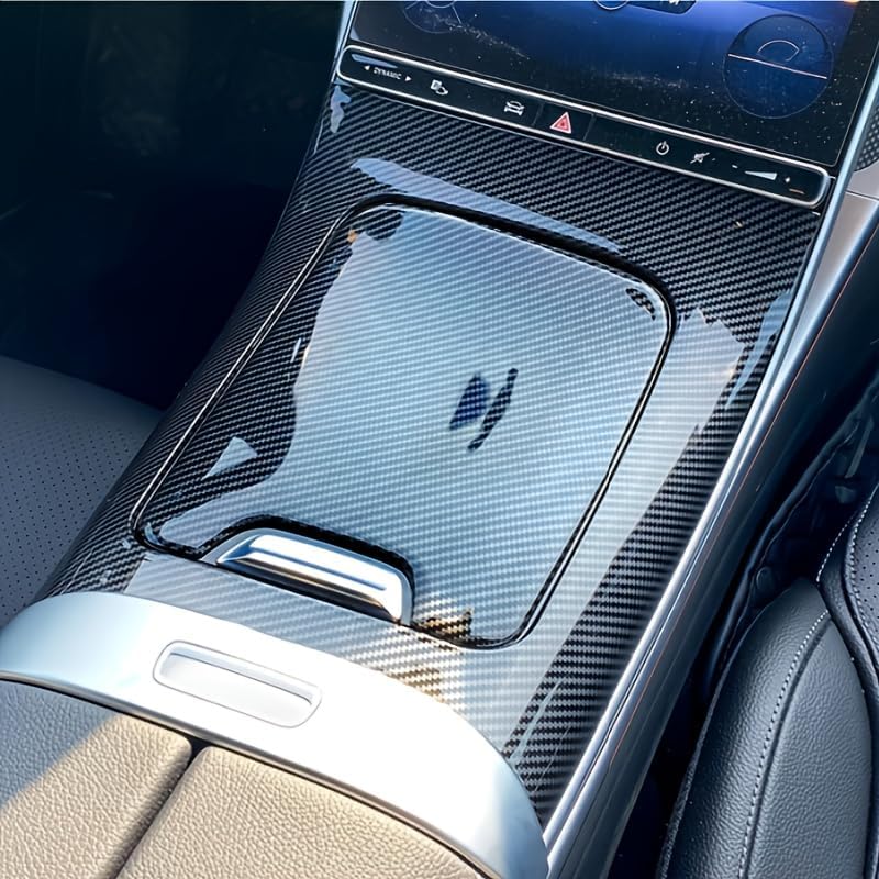 Compatible with Mercedes-Benz C200 C260 C300 W206 2022-2025 Left-Hand Drive, Car Center Console Gear Shift Panel Cover, Central Control Shift Panel Sheath, Glossy Black Interior Trim Sticker