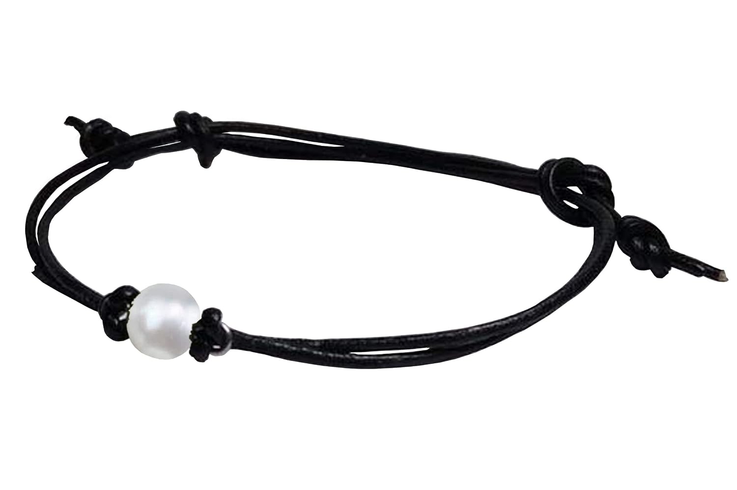 Real 6mm White Freshwater Pearl on Copper- Bronze-Steel-Black Iron-Silver-Titanium-BlackNiobium-14KGold-14K RoseGold Wire on Leather or Waxed Cord Adjustable Friendship...