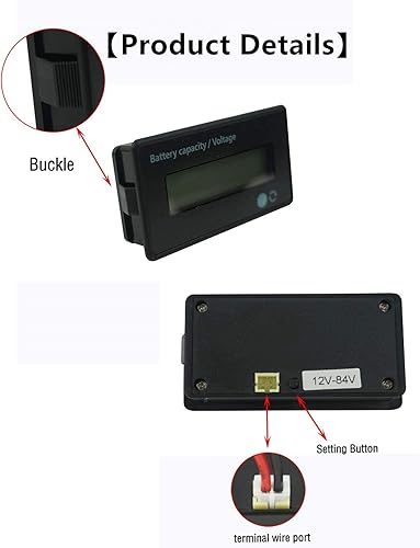 Miniatura 4 de Care Flash Alarm Green LCD Impermeable Monitor de capacidad de batería Medidor de Medidor,12V24V36V48V Indicador de estado de la batería de