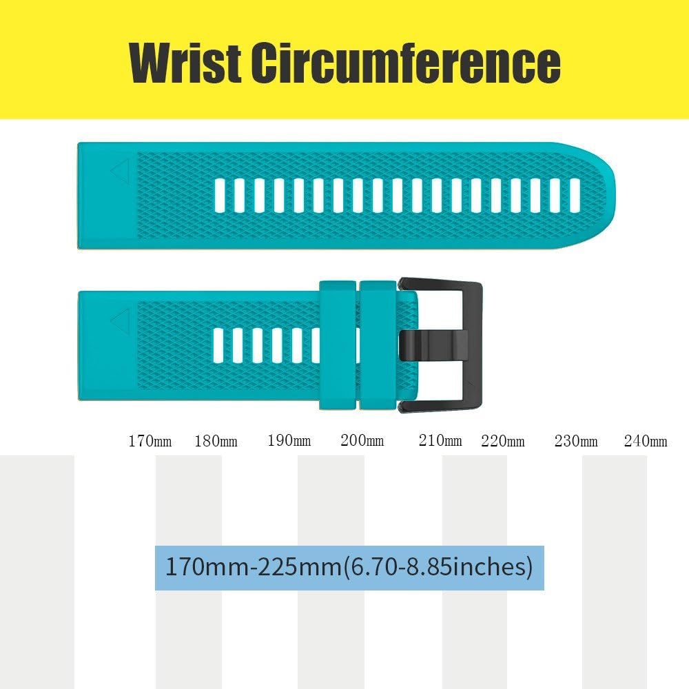 ANCOOL Compatible with Fenix 5 Band Easy Fit 22mm Width Soft Silicone Watch Bands Replacement for Approach S62/Quatix 6/Fenix 5 Plus/Fenix 6/Fenix 6 Pro/Fenix 7 Smartwatch (Rock Blue)