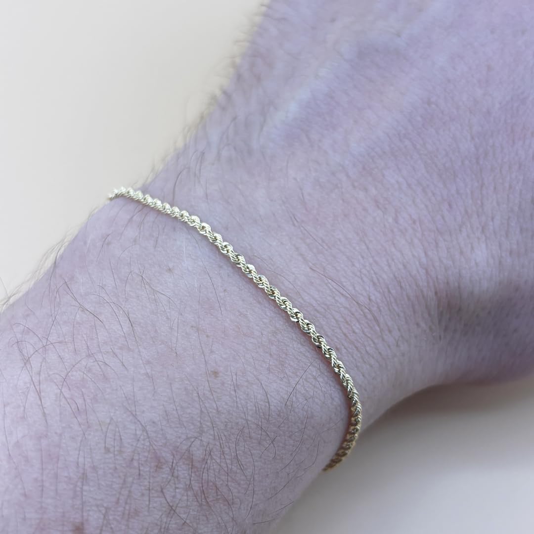 gioiellitaly Bracciale corda fune funetta unisex uomo donna ragazzo ragazza Oro giallo 18 Kt 750 lunghezza 17 cm maglia sottile