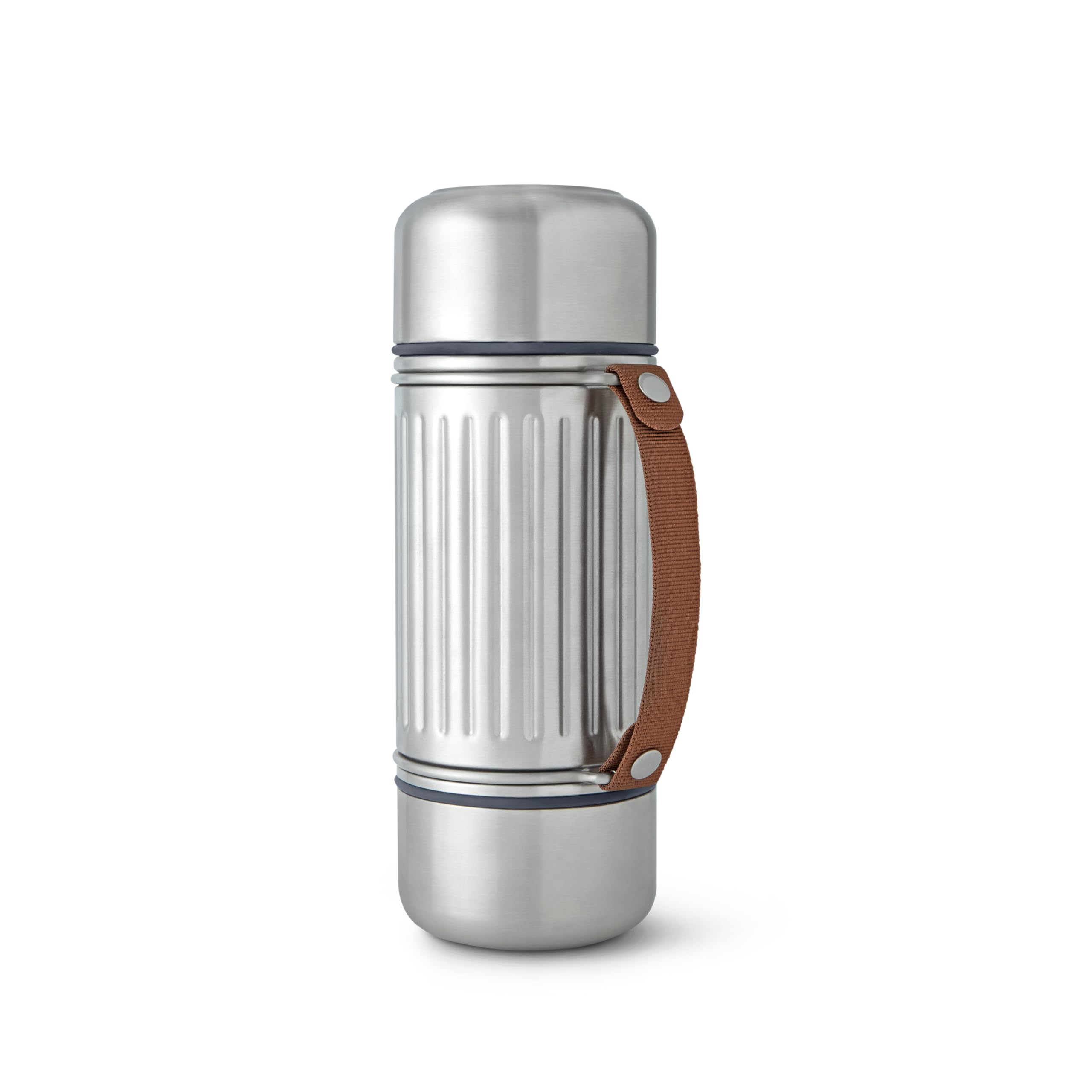black+blum Explorer Duo borraccia termica con 2 tazze, acciaio inox 304 doppia parete 1 L, 24 ore caldo freddo, coperchio a prova di perdite, manico in nylon, bottiglia termica outdoor
