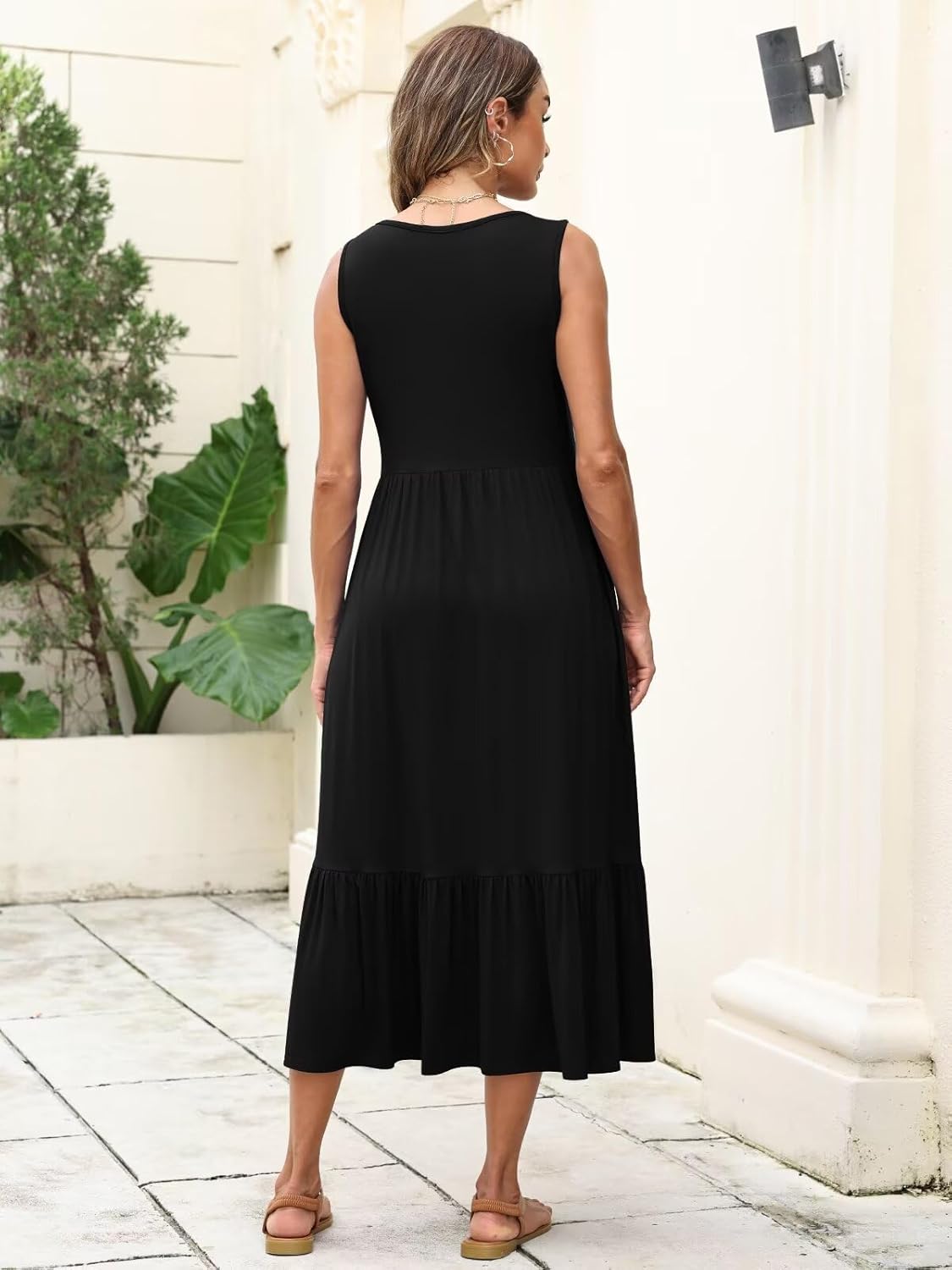 BELAROI Womens Plus Size Maxi Dresses Summer T Shirt Dress Casual Scoop Neck Short Sleeve Long Dress Loose Pockets Split - Image 6