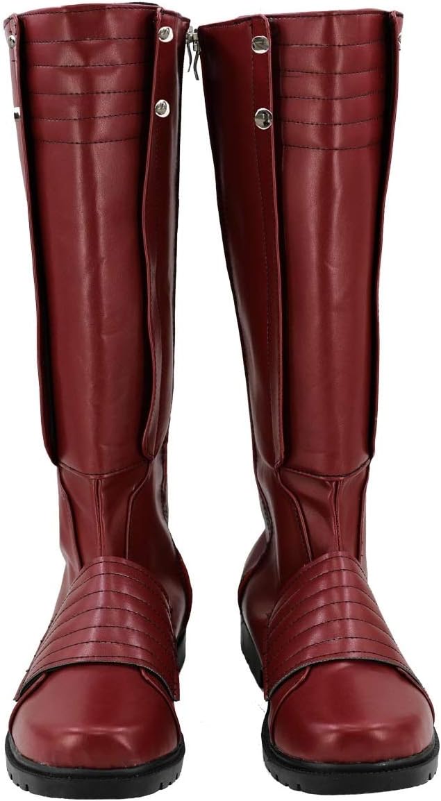Mens Jay Garrick Leather Red Flat Boots Shoes Halloween Cosplay Costume