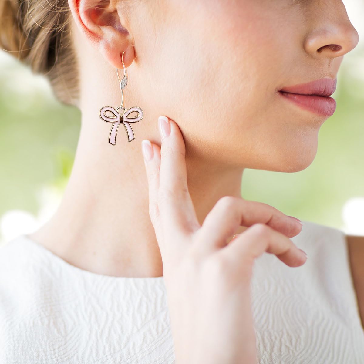 Bownot Charms Bulk Pink Bow Charms, 40pcs Alloy Enamel Flat Bow Tie Dangle Pendants,Cute Bow Charm for Jewelry Making DIY Craft Earrings Neclaces Bracelet Supplies - Image 5