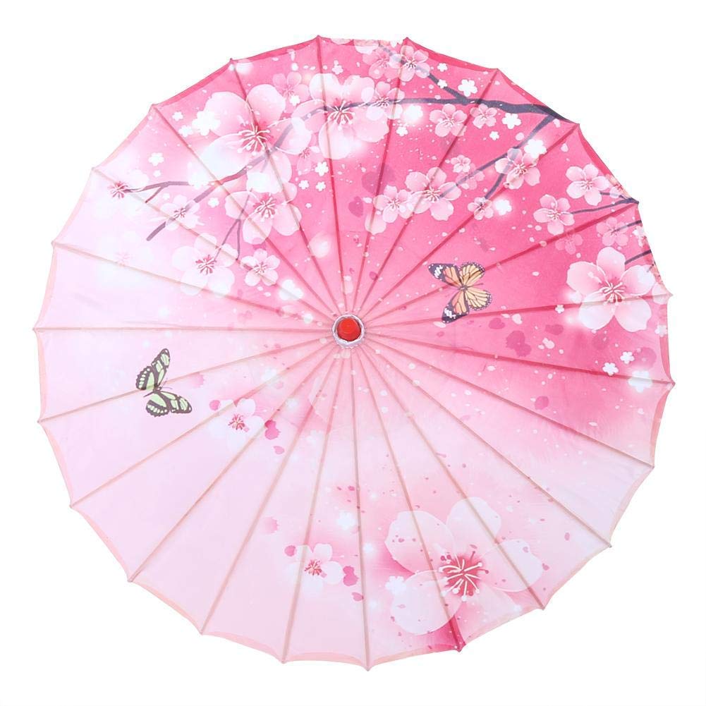 Olejowany papierowy parasol damski ręcznie robiony olejowany papierowy parasol wiatroodporny chiński klasyczny parasol taneczny (różowy)