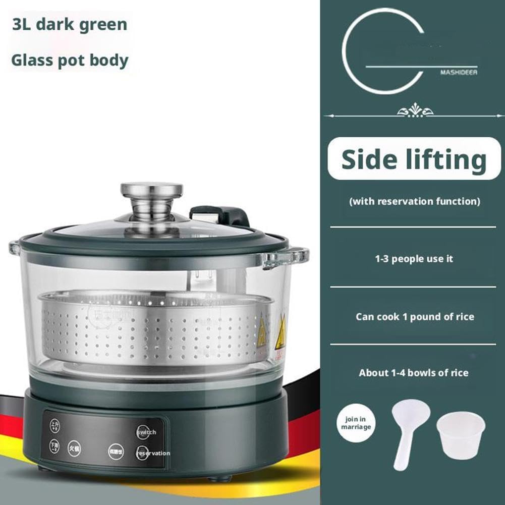 Cuiseur à riz 3 L, marmite vapeur numérique saine à faible teneur en glucides, Plateau Vapeur Inox, commande tactile, 5 fonctions, maintien au chaud, vidange automatique white