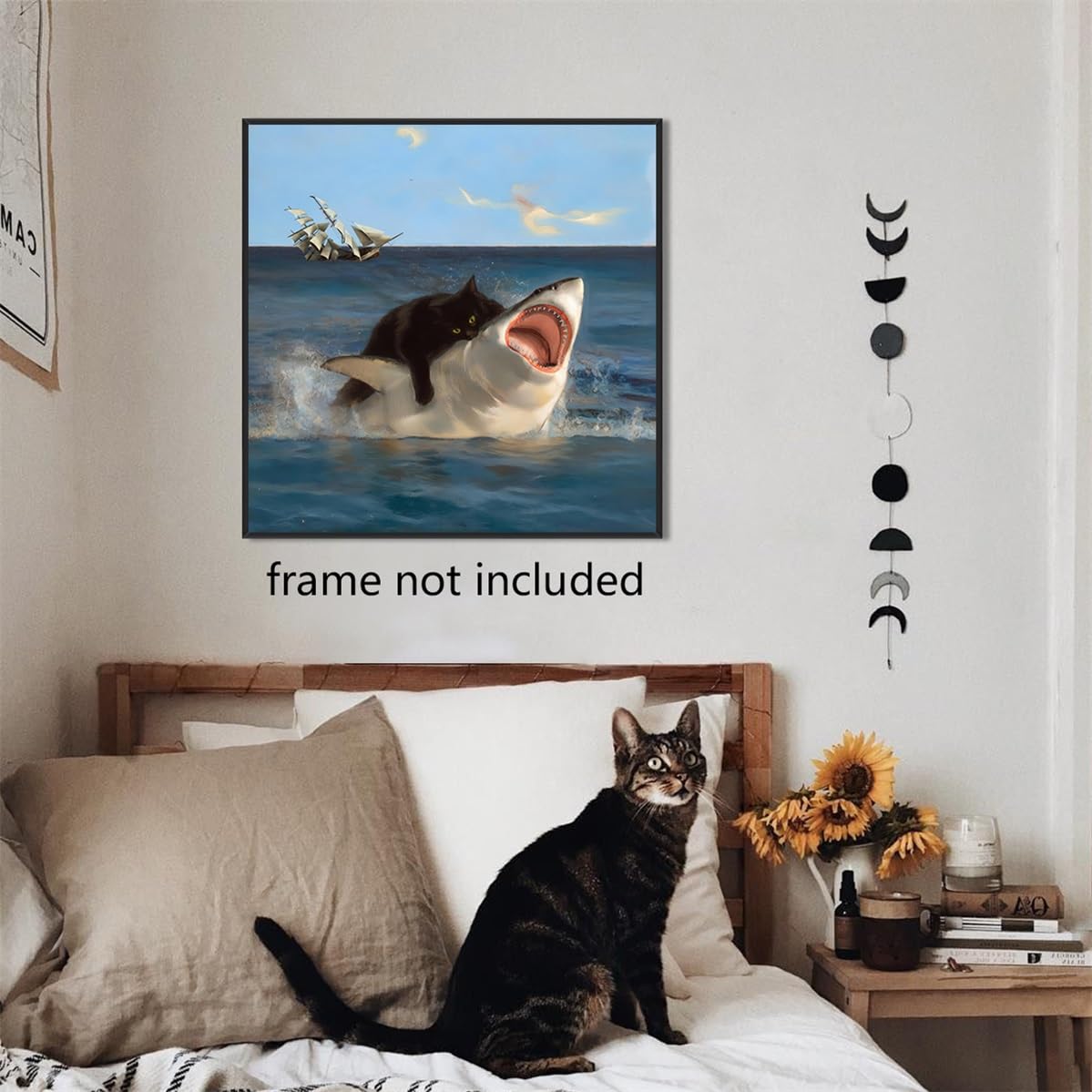Fat Cat Vs. Shark Meme In Renaissance Painting, Funny Fat Black Cat Poster,  Quirky Cat and Shark Picture Canvas Print, Chonky Black Cat Wall Art for  Cat Lover 16x16in Unframed : Amazon.sg:
