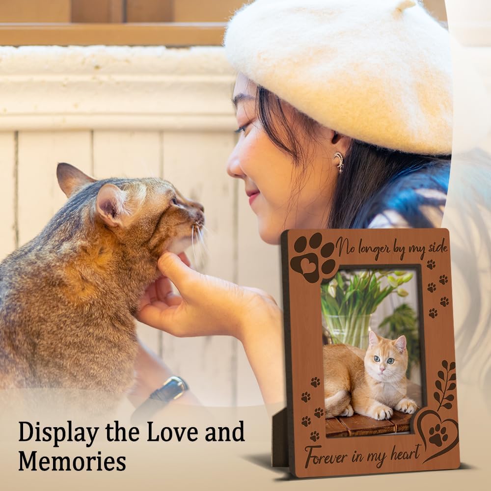 Cat Memorial Photo Frames Dog and Cat Loss Remembrance Gift Sympathy Keepsake for Pet Lovers Condolence Present for Pet Owner No Longer by my Side Forever in my Heart Picture Frames 4x6 Photo - YY001 - Image 4