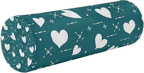 Miniatura 1 de Cute Hearts Valentine Stars Green Cervical Bolster Pillow Case Neck Roll Pillow Case Cover Round Pillows for Chairs for Pillow for Knee Support