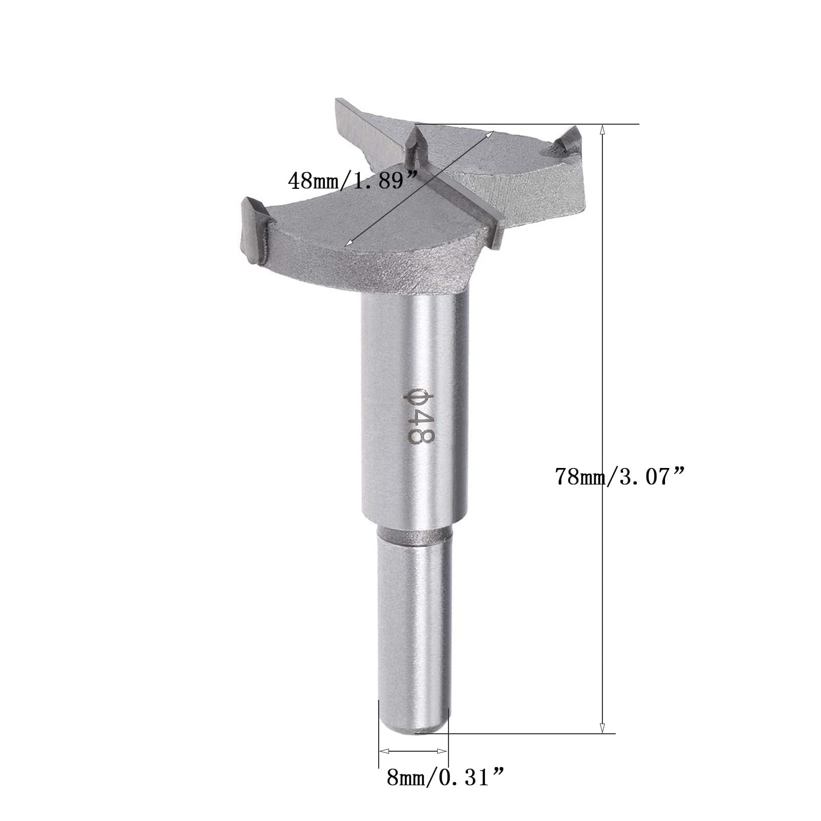 TOP-VIGOR 48mm Forstner Drill Bit, Tungsten Carbide Wood Auger Drill Bit Hole Saw Opener for Woodworking Hinge Hole Drilling Boring Bit Cutter Grey - Image 2