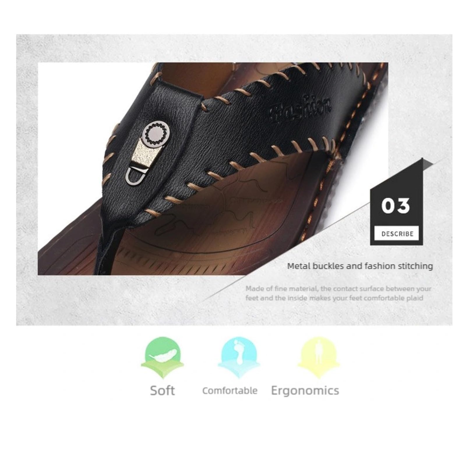 Infradito Uomo Flip Flops in Pelle Divisa degli Uomini, Sandali di Suola Gomma Antiscivolo, Scarpe Casual Confortevoli per La Spiaggia E Casa L'Estate All'aperto