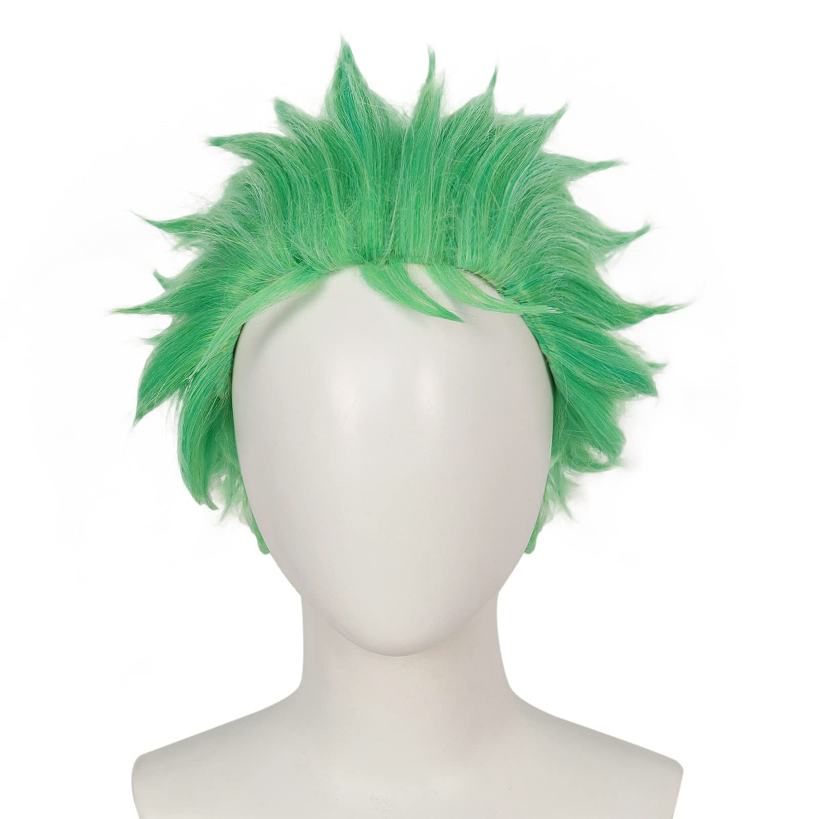 IMEYLE Male Short Green Wigs for Men Light Grass Green Wig Straight Green Cosplay Wig Green Costume Wig Green Anime Wig Peluca Verde Synthetic Wig for Anime Halloween Costume Party + Wig Cap
