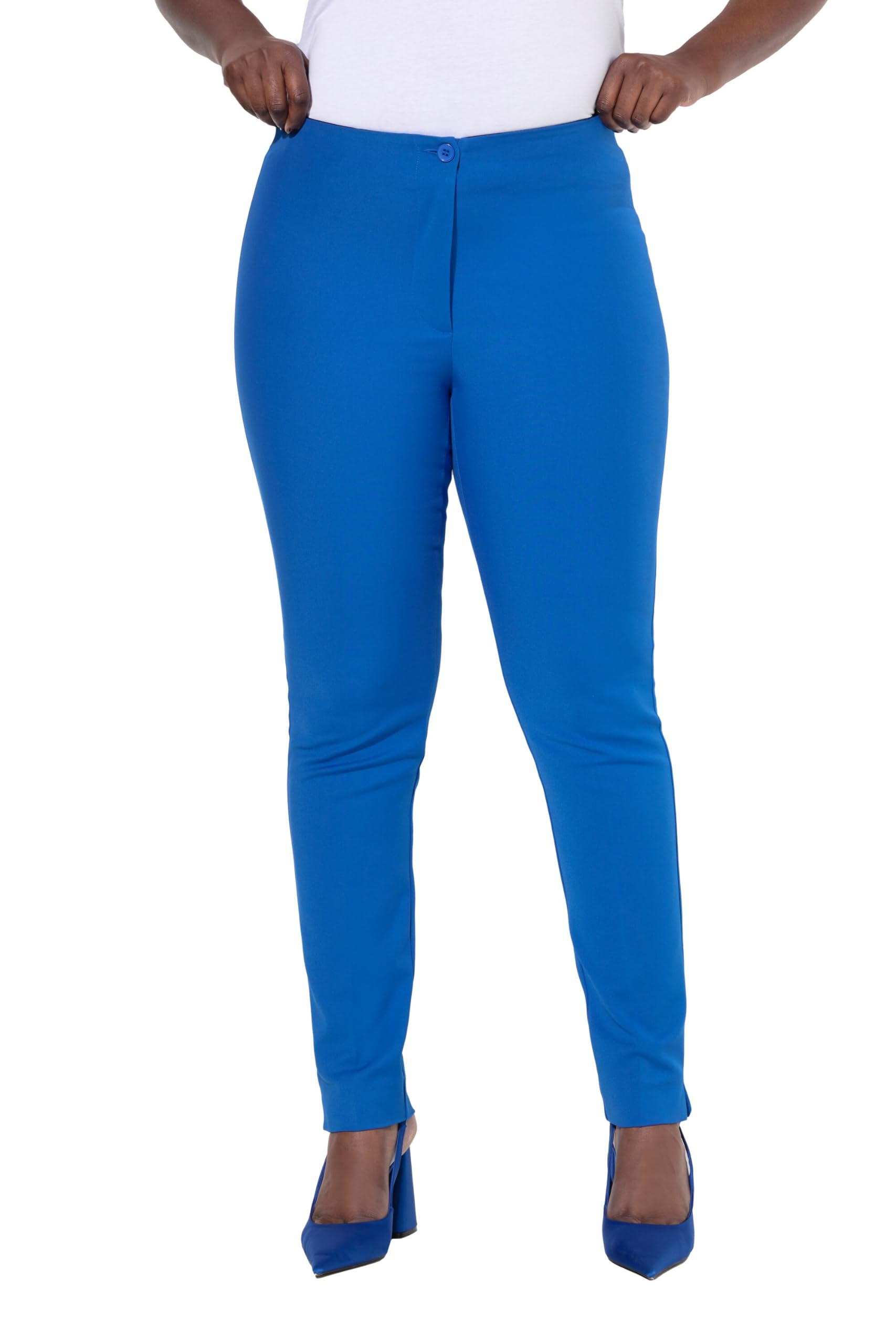 Ulla Popken Damen große Größen Übergrößen Plus Size Bengalinhose Sienna, schmales Bein, Stretch, Elastikbund 820360