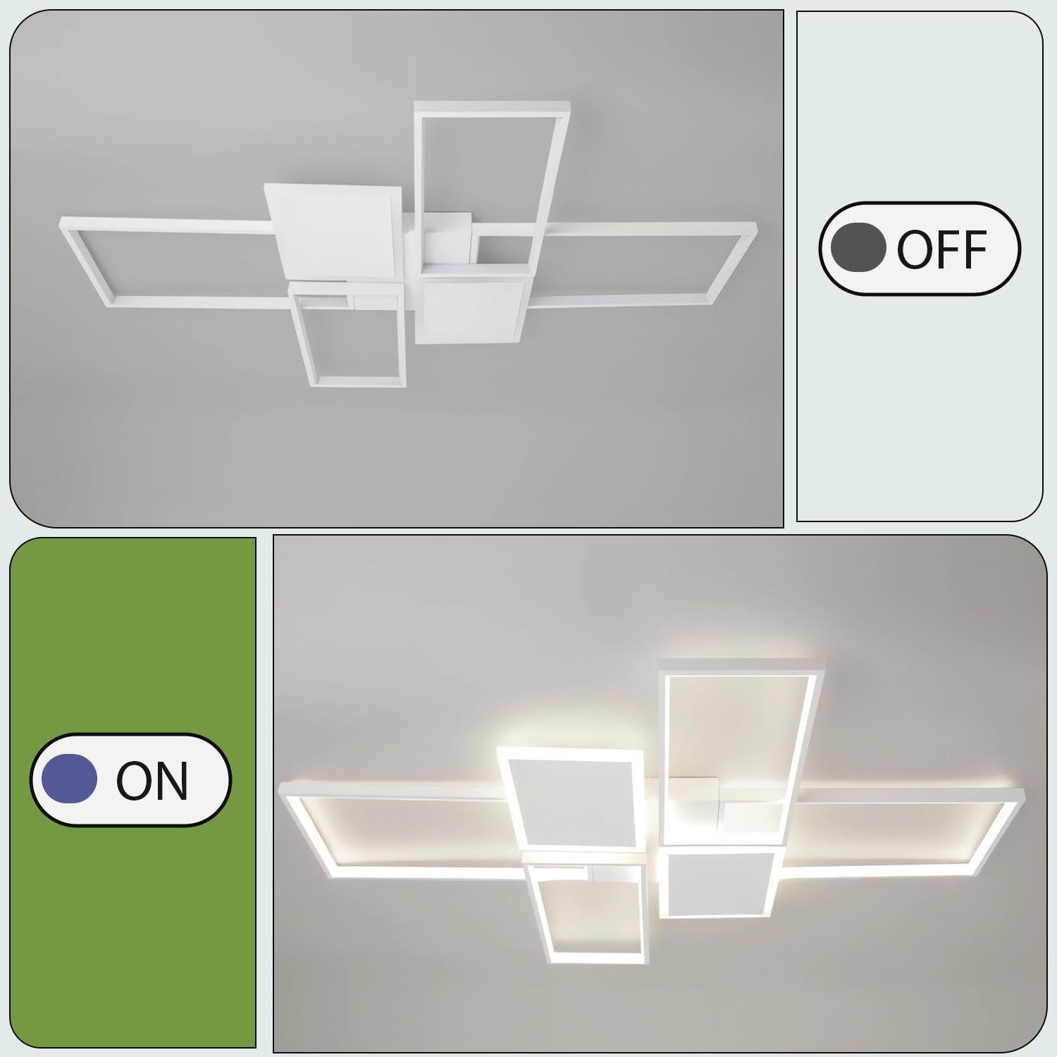 Oświetlenie sufitowe LED 125w Nowoczesna lampa sufitowa 3000k-6000k Ściemnialna lampa sufitowa Kwadratowa oprawa podtynkowa z pilotem Oświetlenie wewnętrzne do salonu Sypialnia Kuchnia