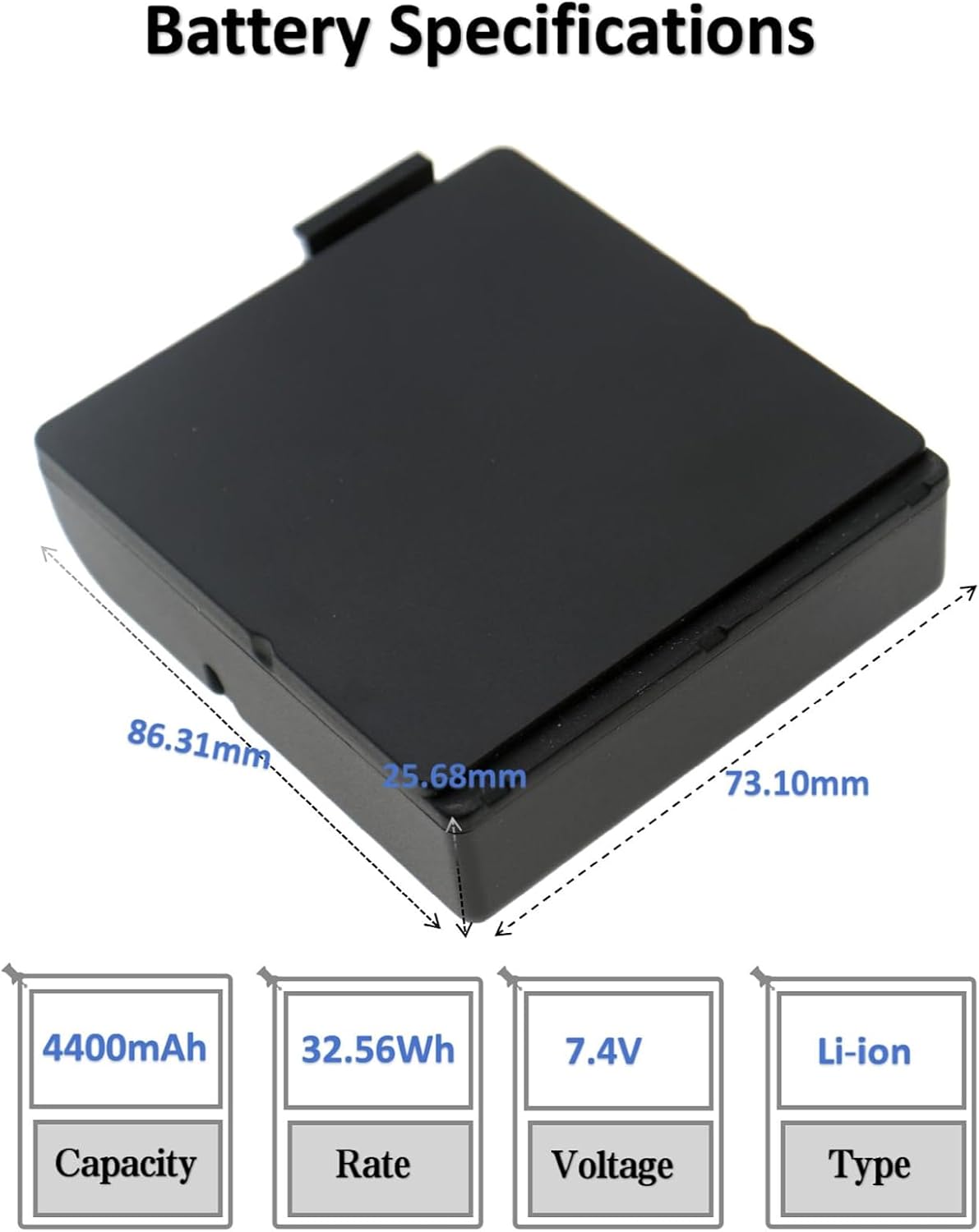 Replacement Battery for Zebra QLn420, ZQ630,ZQ630 Plus Label Printer,Fits Part No.P1040687 P1050667-016 BTRY-MPP-68MA1-01 4400mAh 7.4V - Image 4