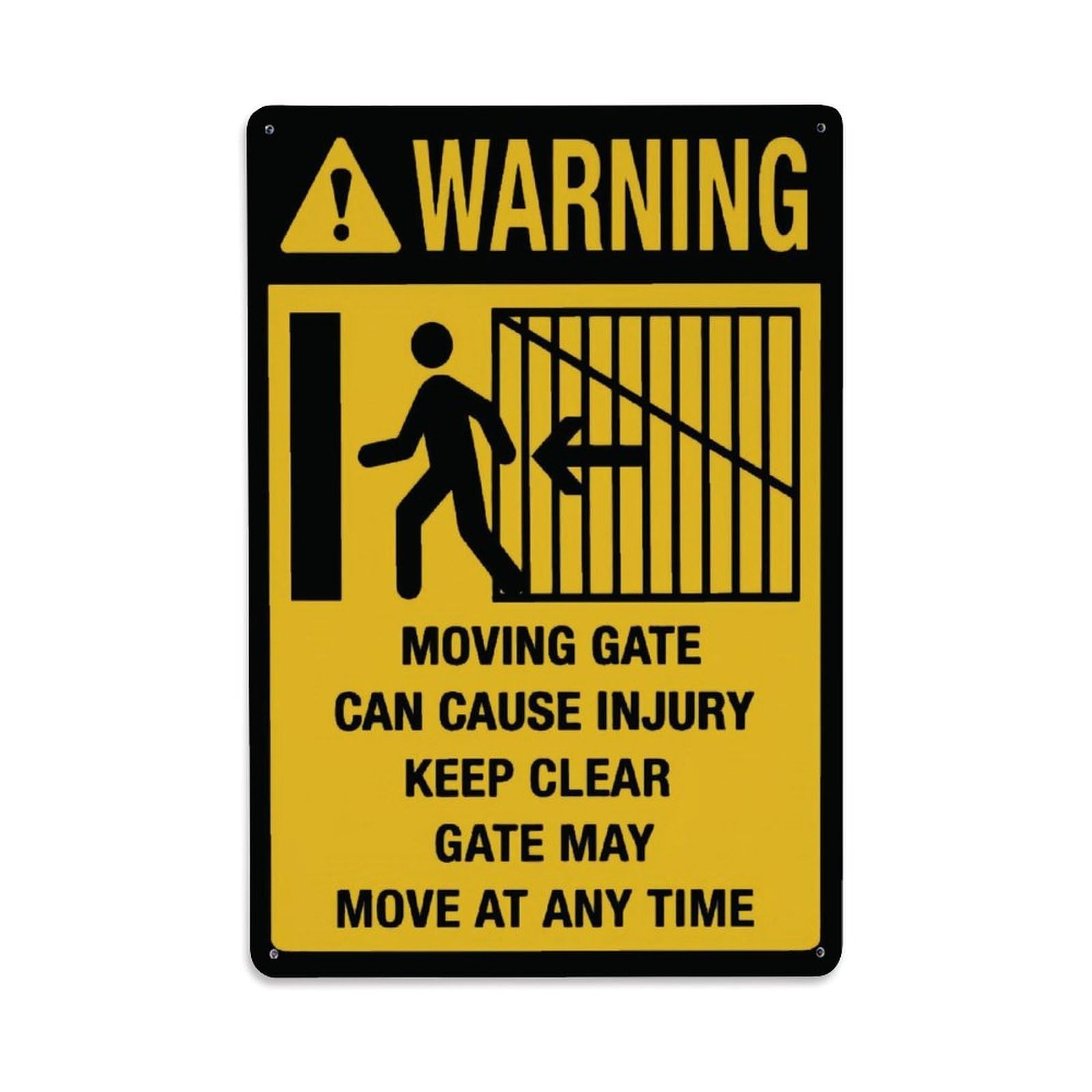 Warning Moving Gate Keep Clear Injury Prevention Rectangular Sign Vintage Aluminium Metal Sign, Retro Wall Decor for Home, Bar, Garage & Farmhouse 30x20cm