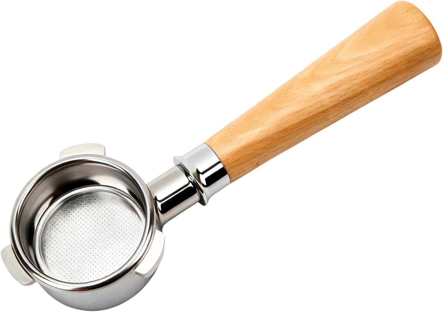 54mm Bottomless Portafilter, Stainless Steel Naked Portafilter for 8 Series Coffee Machines with 54mm Filter Basket, Compatible with 870, 880 (Type Beech Wood)