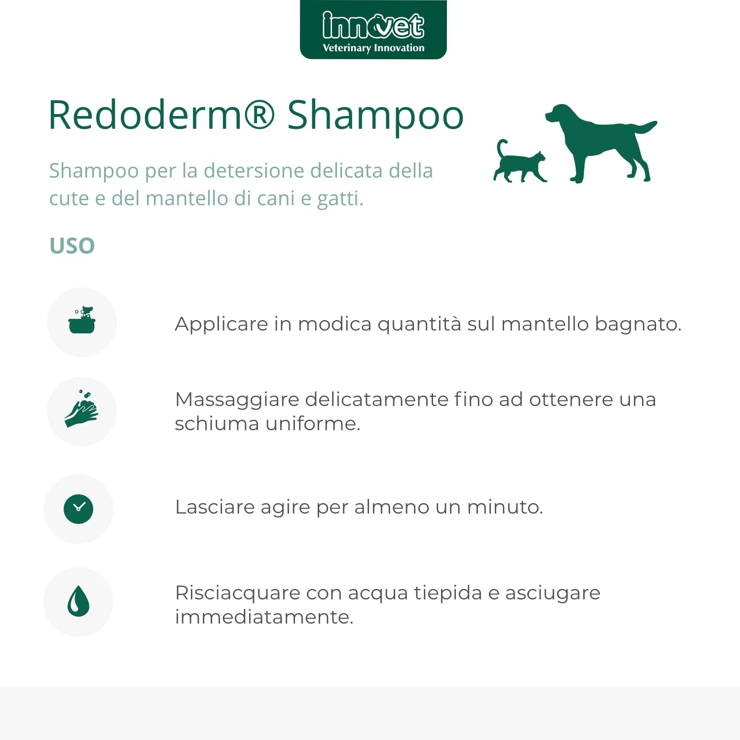 Redoderm Champú para la Detersión Suave de la Cute y Capa de Perros y Gatos Mantiene la Integridad de la Barrera cutánea - Bidón de 2000 ml