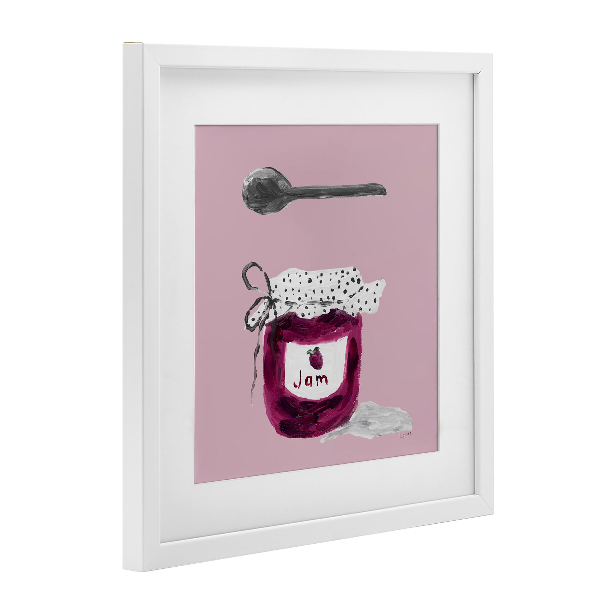 Stupell Industries 'Jam Jar over Blush' - Impresión enmarcada debajo del cristal, blanco, 13 x 13 pulgadas