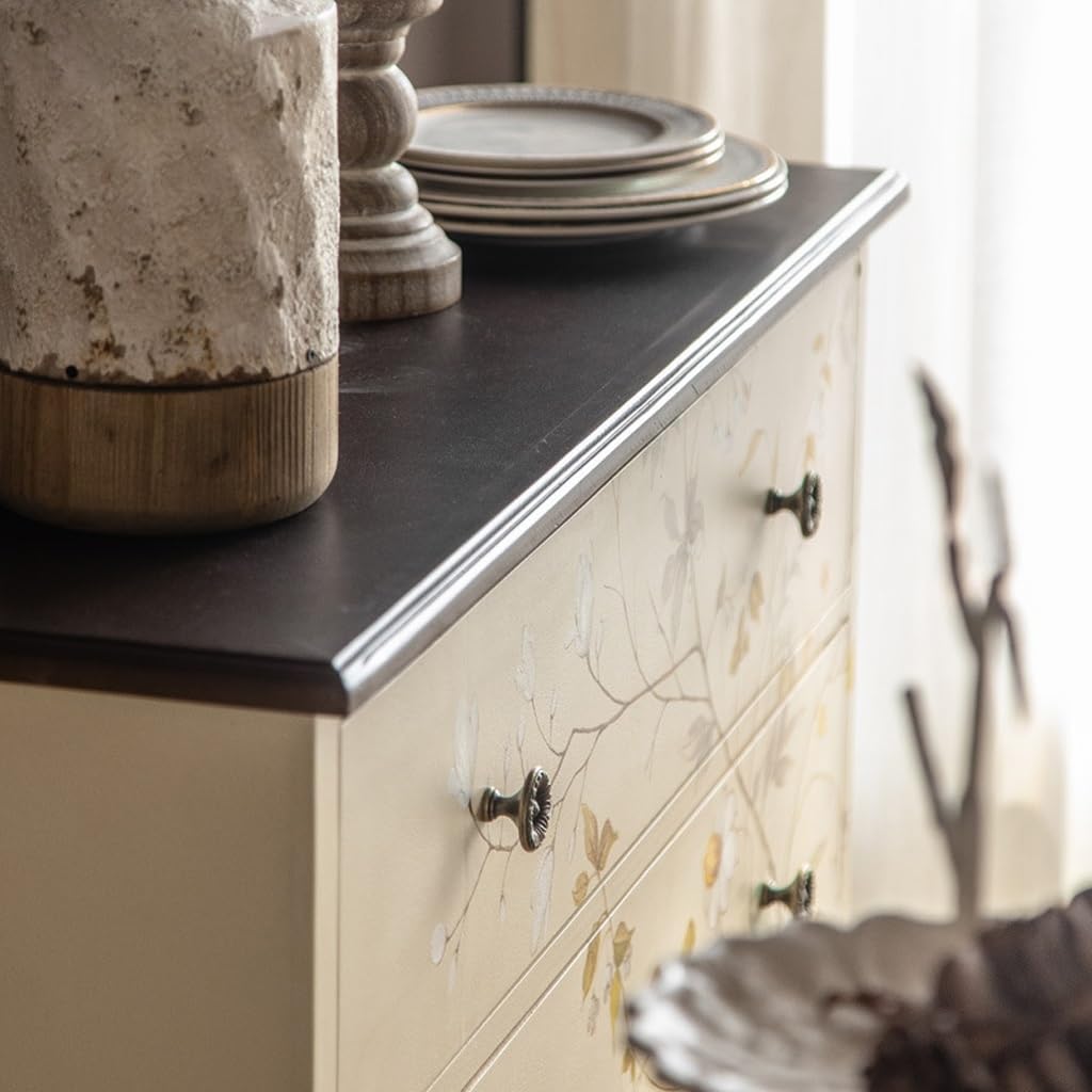 Cabinet for Dishes French Entryway Cabinet, Painted Sideboard, Bedroom Storage, Solid Wood Retro Chest of Drawers