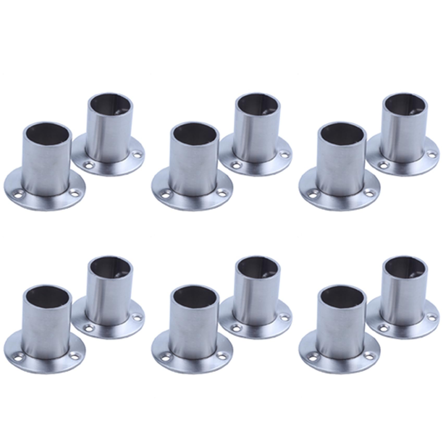 Jnchdghwa Wardrobe 25mm Tube Stainless Steel Rail Rod End Support Bracket 12Pcs