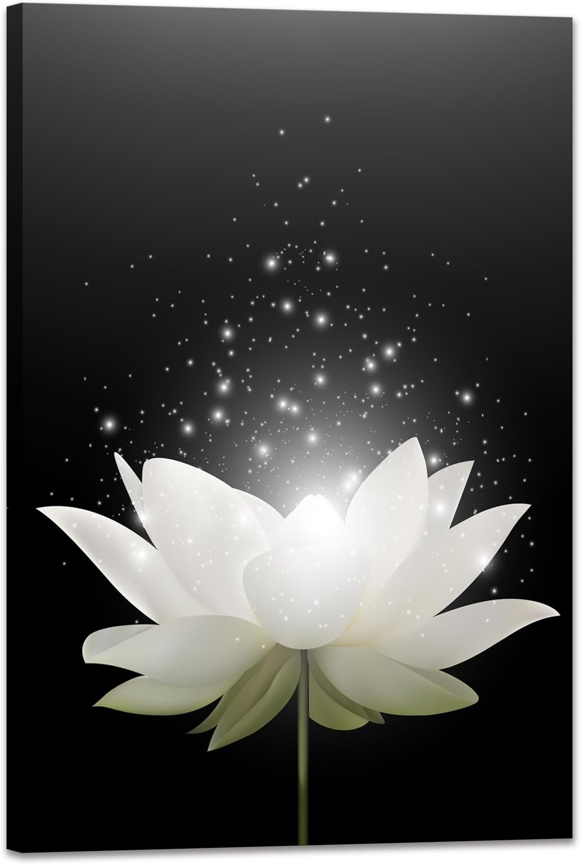 YIOZHAOFH Lotus Flower Canvas Print Pictures Bathroom Decor Spiritual Meditation Poster for Yoga Room Zen Wall Art Painting Spa Photo Artwork Framed Ready to Hang (24x 36inch)