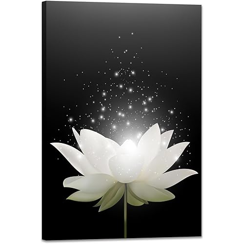 Canvas Prints Wall Art Lotus Floral Blossom Pictures for Modern Wall Decor Artwork Spirtual Meditation Prints on Canvas Wall Decor for Yoga Room Framed (20x30inch)