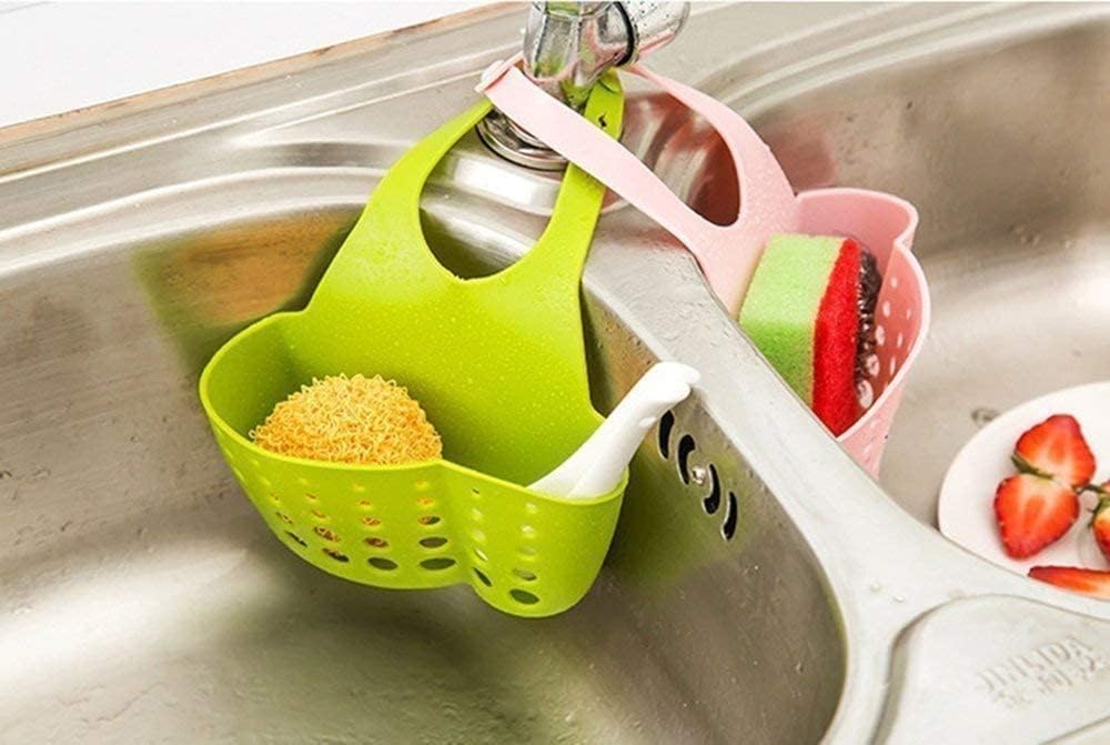 Kitchen Bathroom Silicone – Sponge Soap Water Draining Hanging Plastic Holder Sink Strainer Storage Container Scrub Dish Basket Portable Drain Faucet Caddy, Multicolor Kitchen Bathroom Silicone – Sponge Soap Water Draining Hanging Plastic Holder Sink Strainer Storage Container Scrub Dish Basket Portable Drain Faucet Caddy, Multicolor
