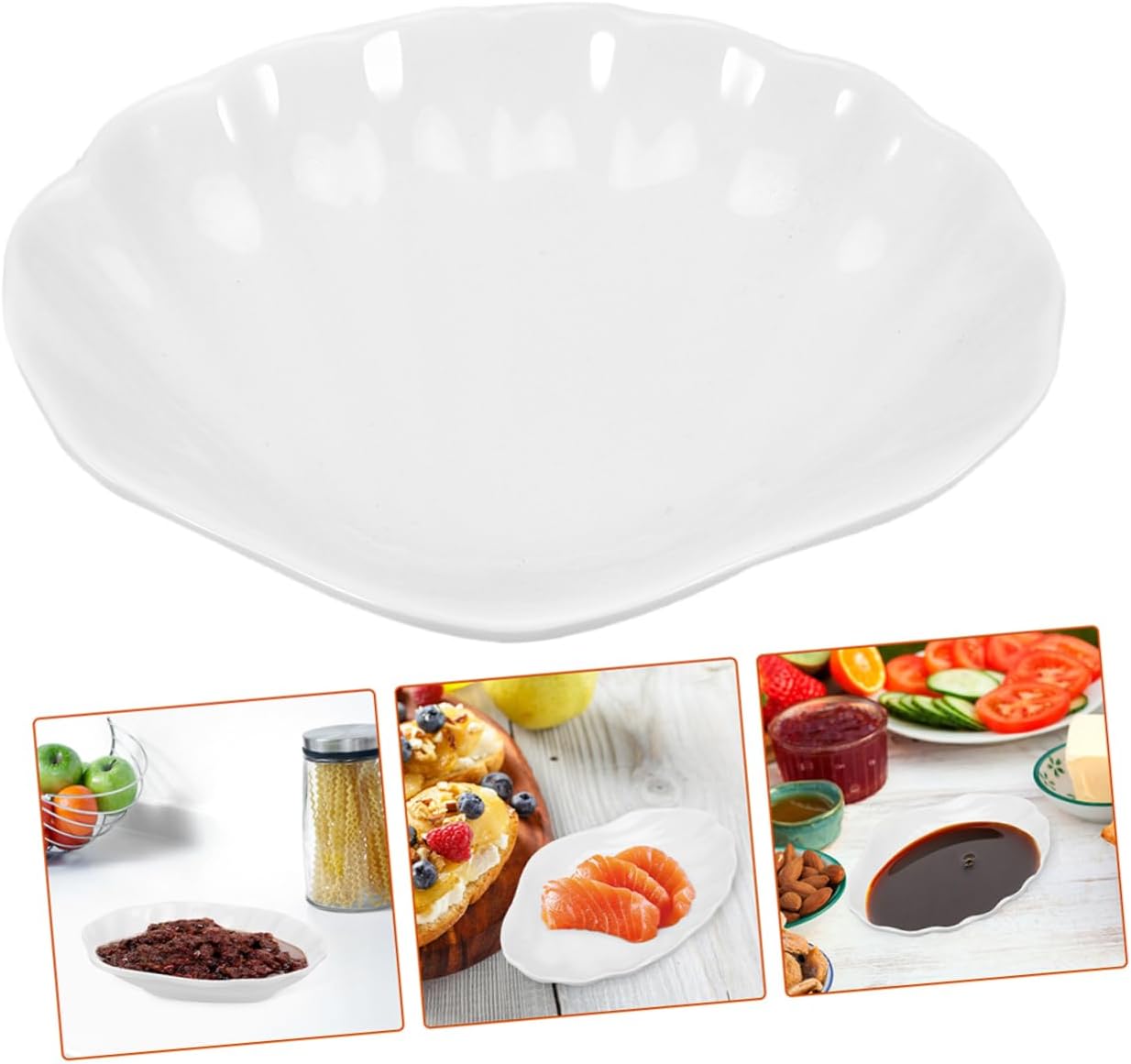 3Pcs Faux Bone China Side Dish Plates Flat Bottom Appetizer Dishes Food Serving Plates for Dipping Sauce Suitable for Entertaining and Dining