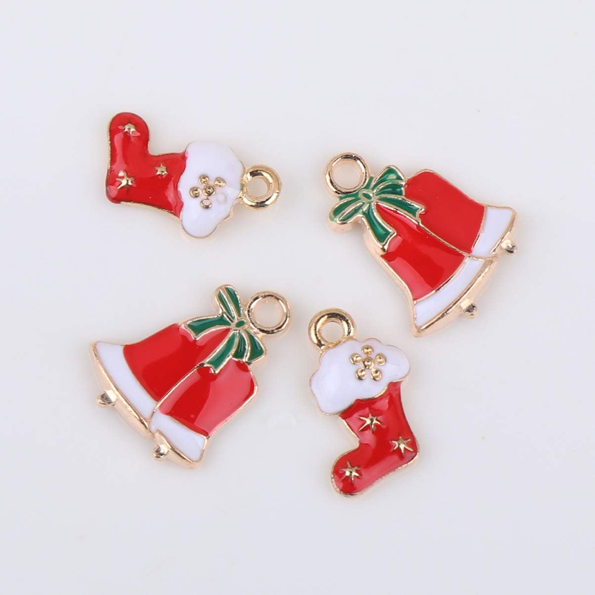 Amosfun 20Pcs Christmas Charms Alloy Christmas Charms Pendant Boot Bell Pendant Beads for DIY Craft Necklace Bracelet Jewelry Making - Image 3