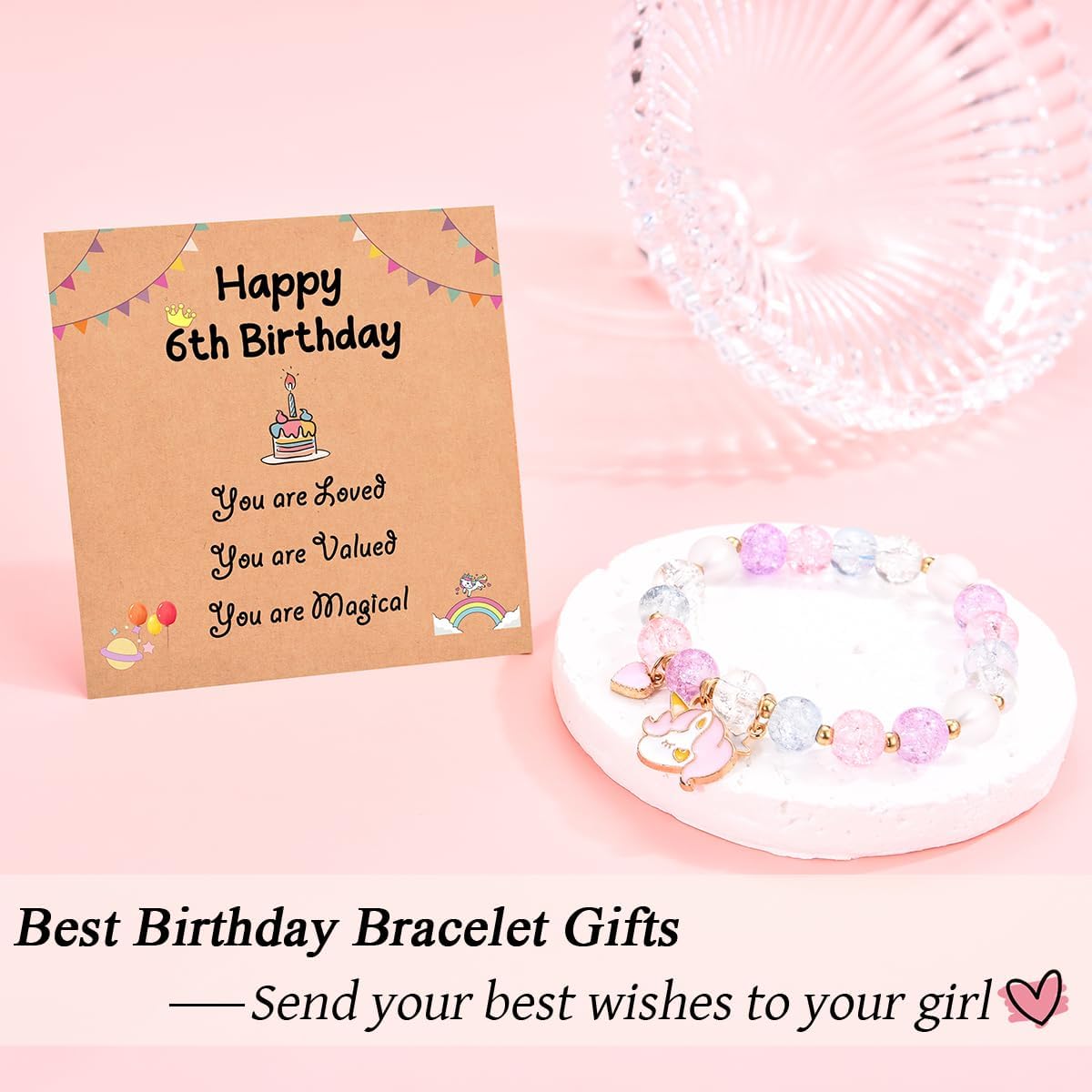 Leyung Birthday Gifts for Girls, Beaded Bracelet Birthday Decorations Gifts for 3 4 5 6 7 Year Old Girls Daughter Granddaughter Niece Sister - Image 3