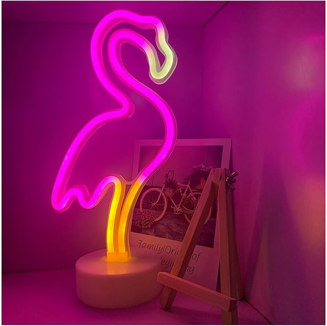 ENUOLI Neon Flamingo Lights Neon Light Signs USB/Battery Operated Pink Neon Lights Pink LED Flamingo neon Light Signs Neon Night Lights for Bedroom Decoration Party Christmas Valentine's Day Gift