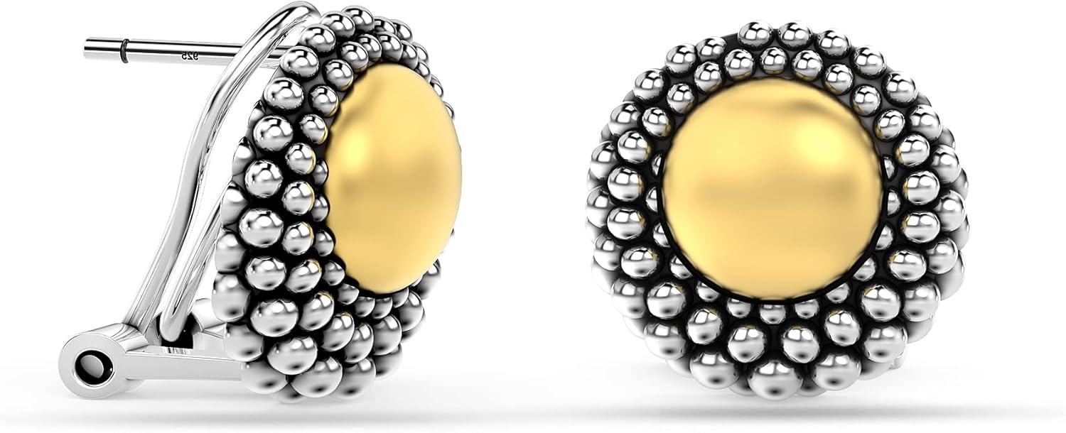 LeCalla 925 Sterling Silver Stud Earrings for Women | Pierced Omega Back Earring | Omega Earrings Jewelry Gift for Her, Wife or Girlfriend | Daily Wear & Special Occasion Earring