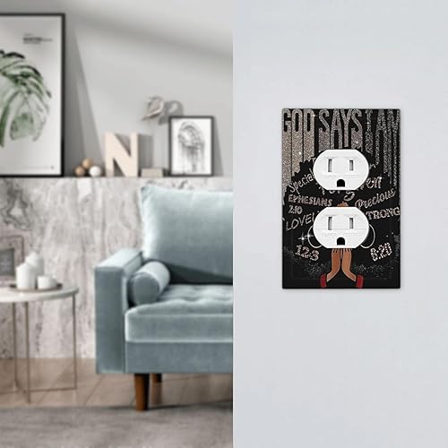 Miniatura 7 de Cubierta de interruptor de luz dúplex afroamericana de 1 cuadrilla, cubierta de salida de moda para mujer, placa de pared negra, placa de